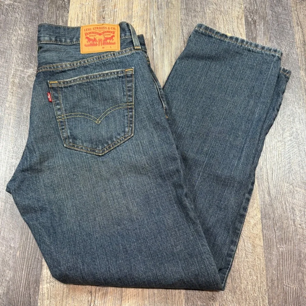 Levis 559 Mens Relaxed Straight Leg Blue Rust Denim Jeans 34x32 Medium Wash